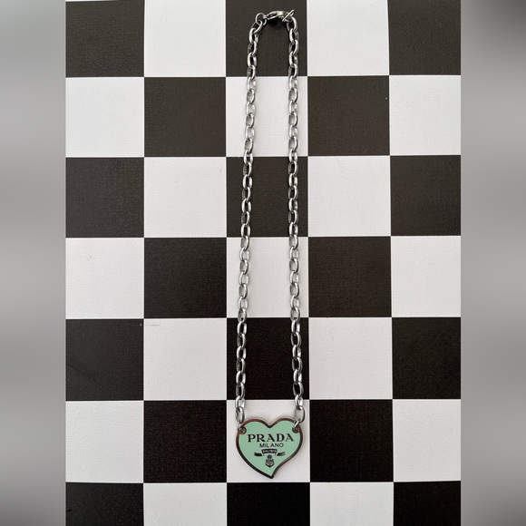 Upcycled Prada Pendent Chain Necklace Stainless - Picture 3 of 7